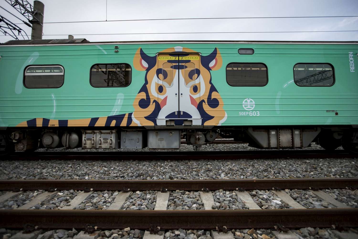 老虎陪你搭火車！六家線動物彩繪列車開跑　林智堅市長和河馬樂樂共乘體驗